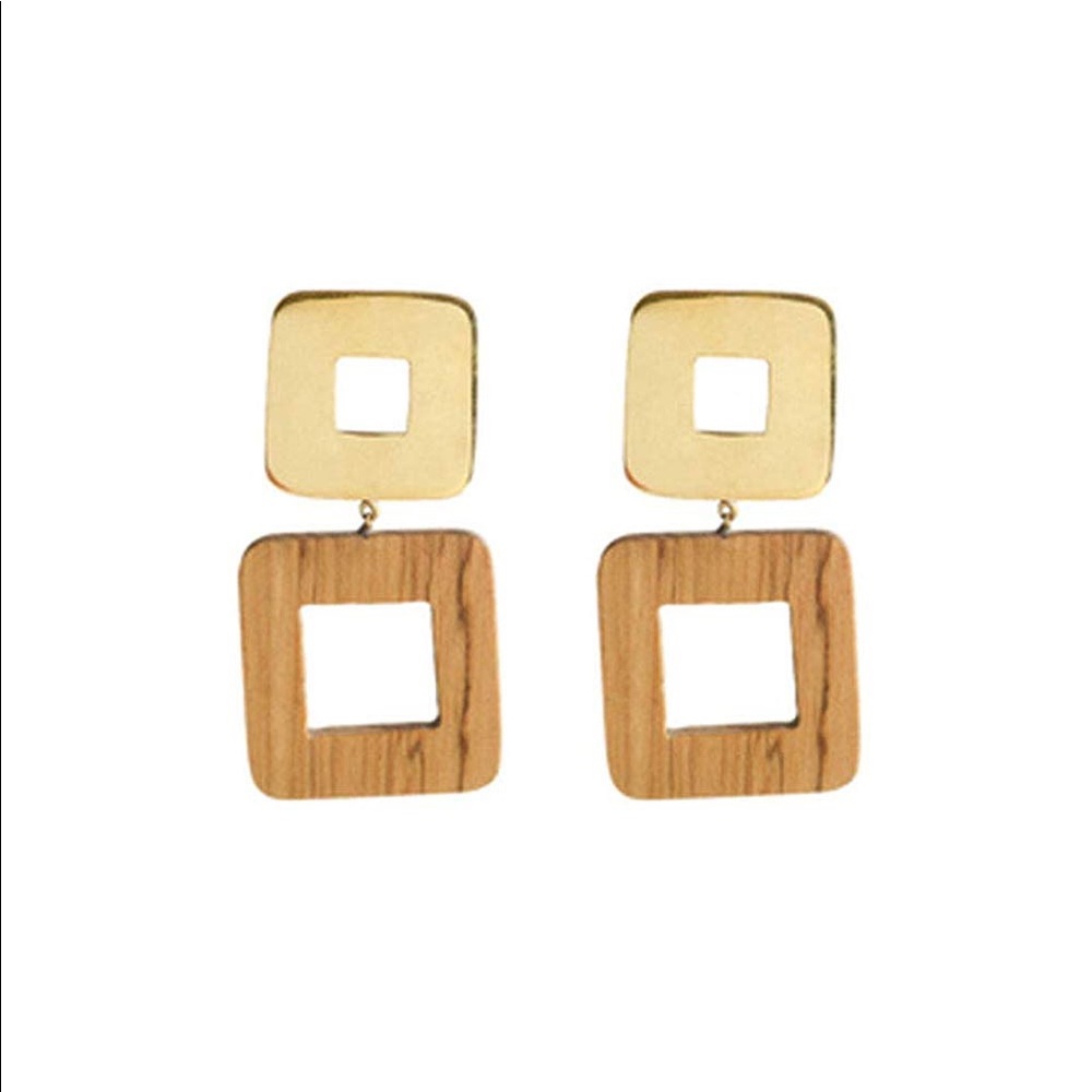 Olea Square Mixed Material Earrings